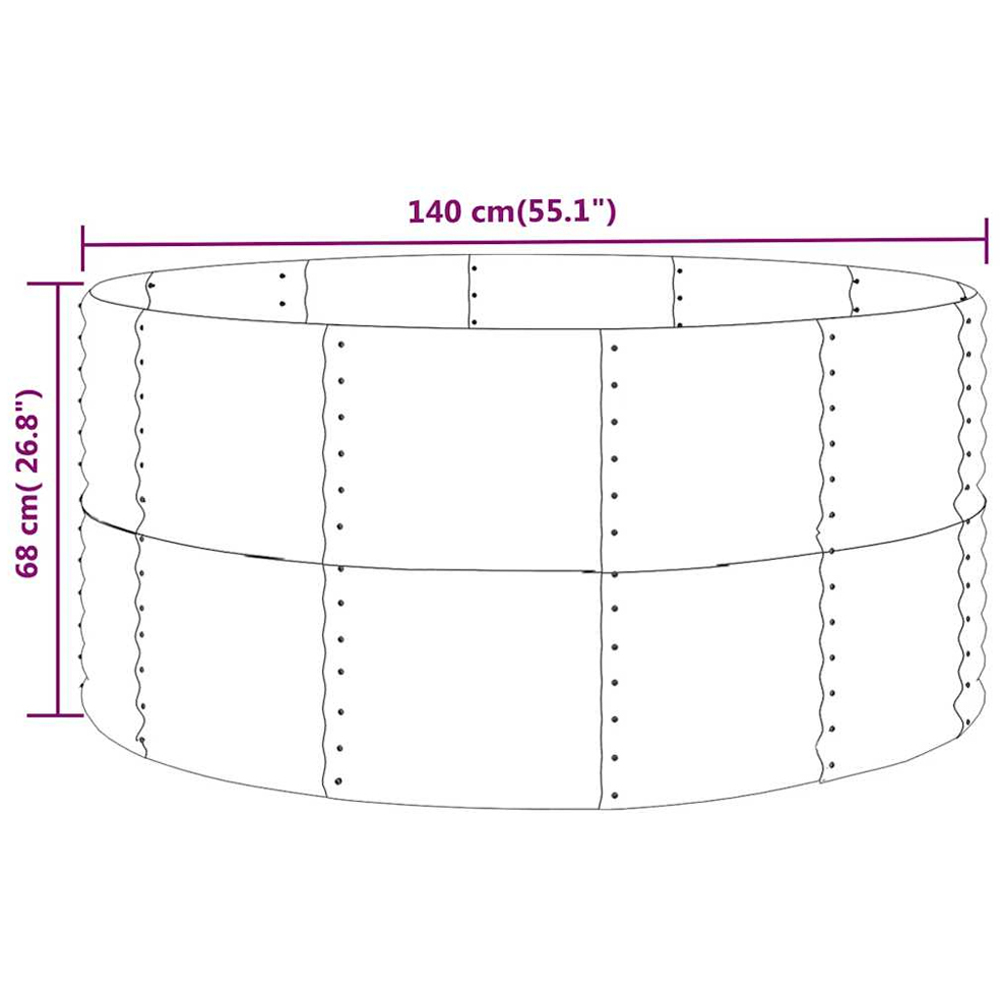 vidaXL Anthracite Galvanised Steel Raised Garden Bed 68 x 140 x 140cm Image 3