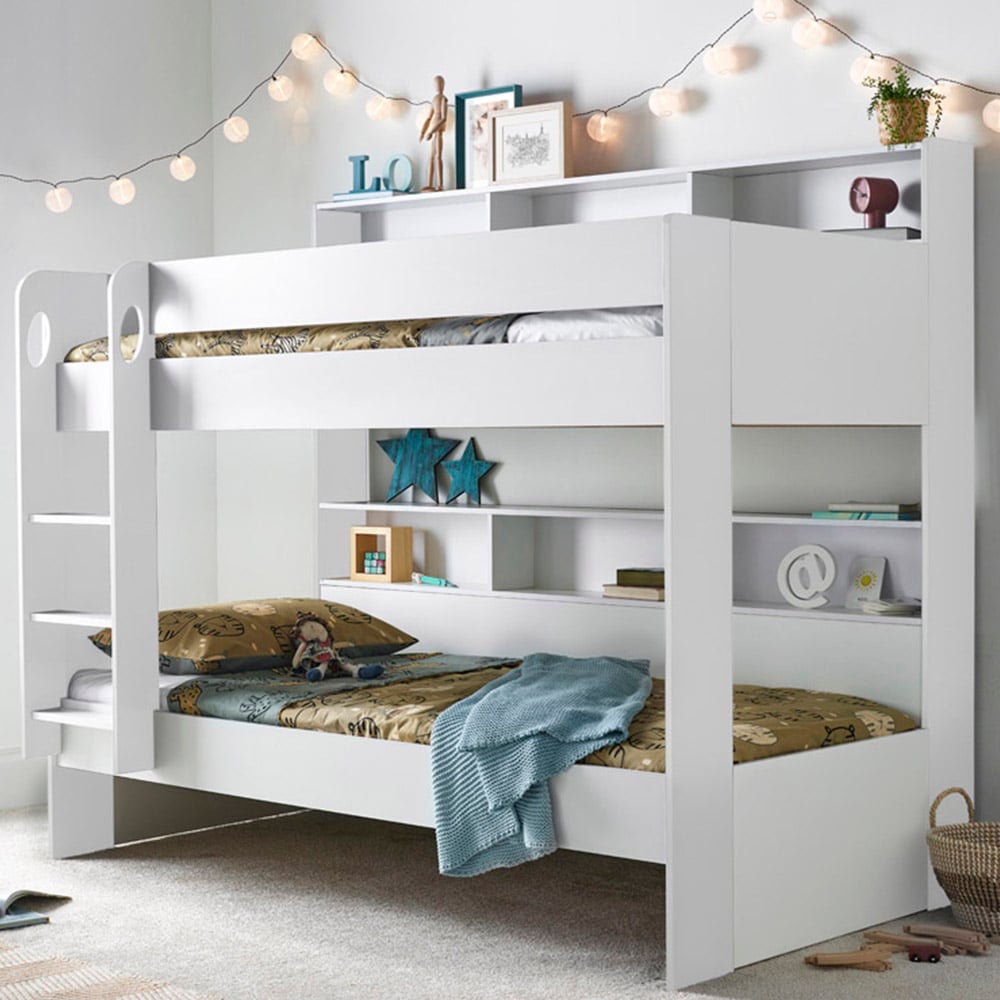 Oliver White Single Drawer Storage Bunk Bed Image 1