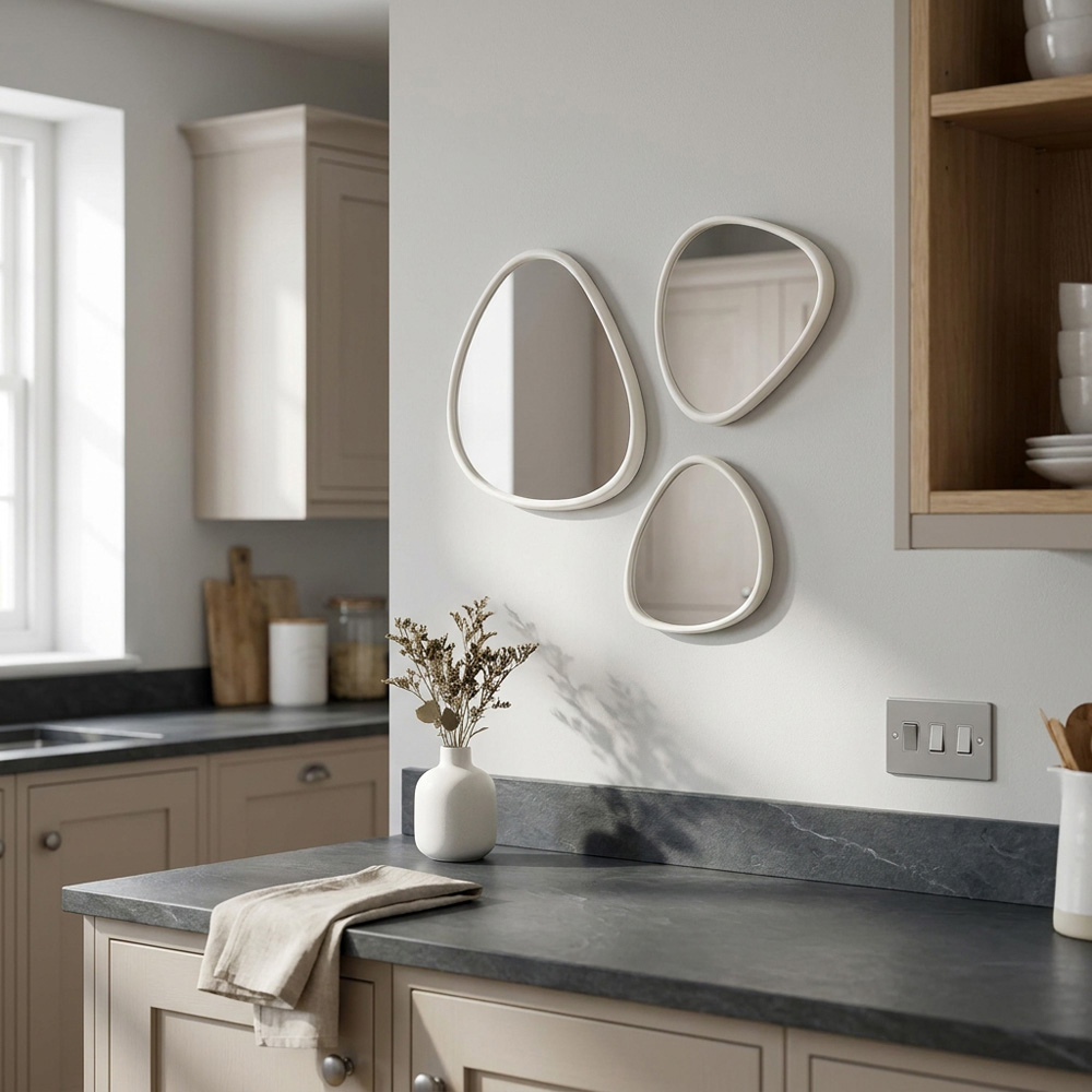 Set of 3 Stone Organic Shape Mirrors Image 7