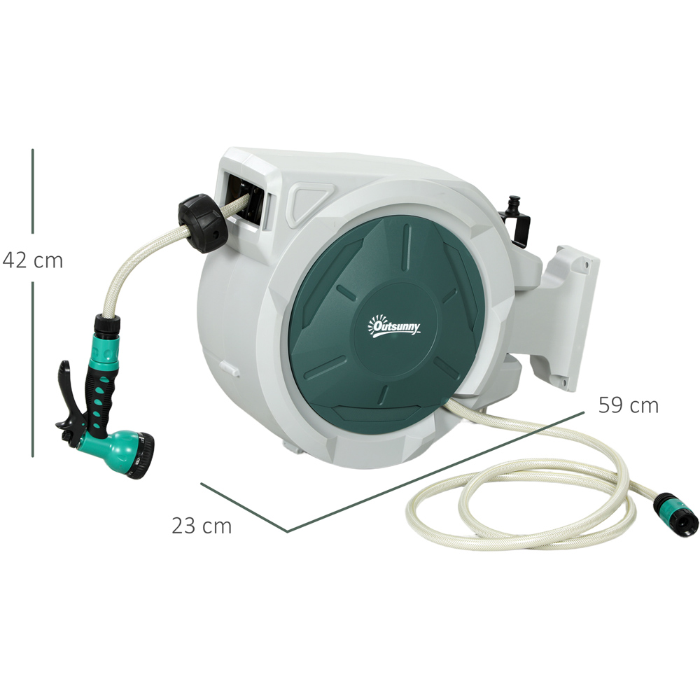Outsunny 30m Grey Wall Mounted Retractable Hose Reel with Lock Image 7