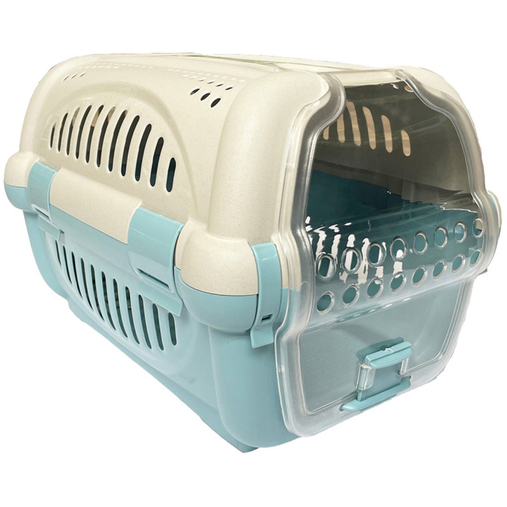 Happy Pet Rhino Blue Clear Door Pet Carrier 51 x 34.5 x 33cm Image 1