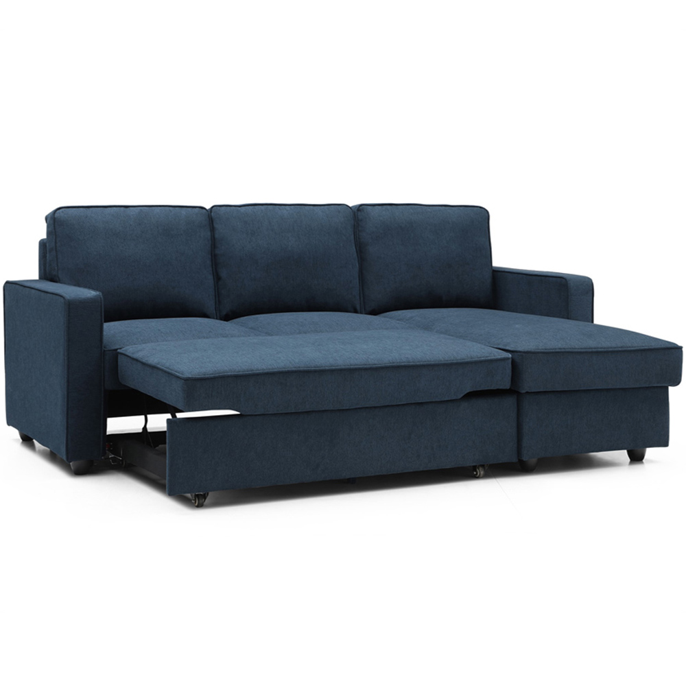 Lucien 3 Seater Blue Corner Sofa Bed Image 5