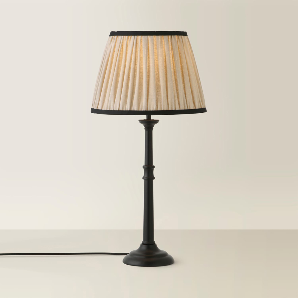ValueLights Clara Linen Pleated Shade Black Candlestick Table Lamp with Bulb Image 5