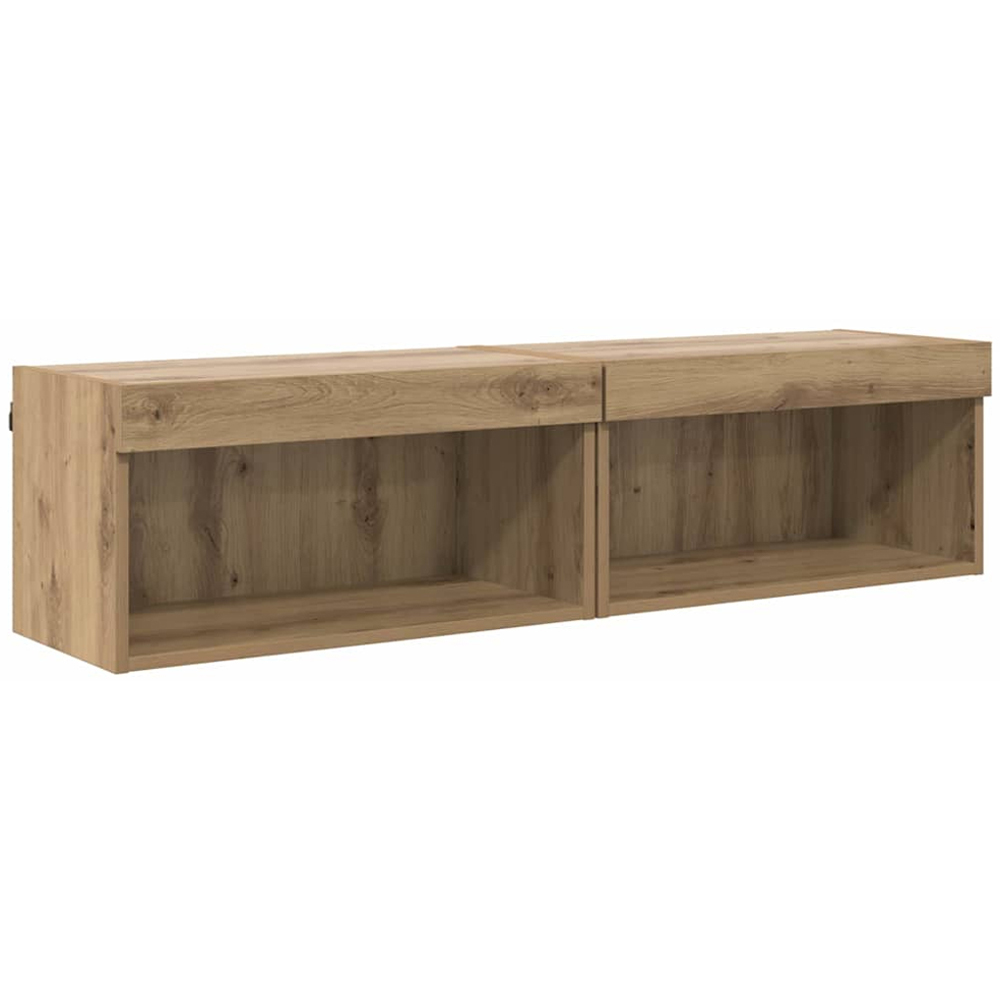 vidaXL Single Shelf Artisan Oak Wall Mounted Wide TV Cabinet with LED Light 2 Pack Image 2