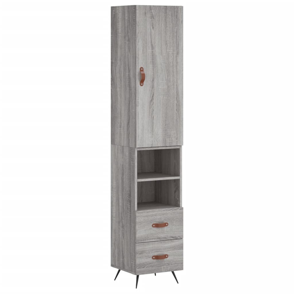vidaXL Single Door 2 Drawer 2 Shelf Grey Sonoma Highboard Image 2