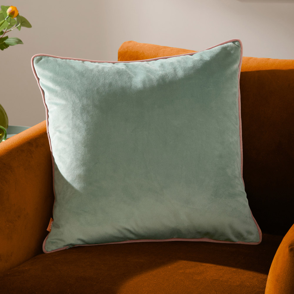 Furn Meridian Mineral and Blush Velvet Cushion 45 x 45cm Image 2
