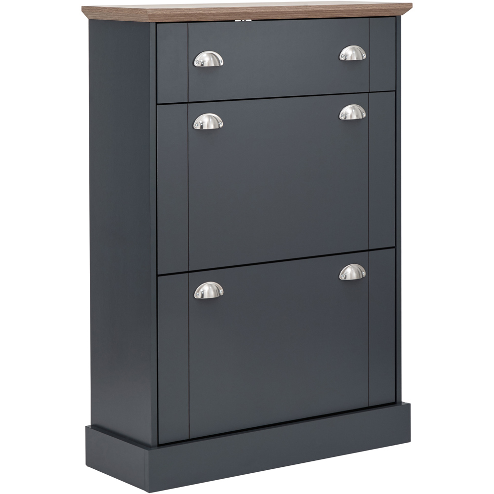 GFW Kendal Slate Blue Deluxe Shoe Cabinet Image 2