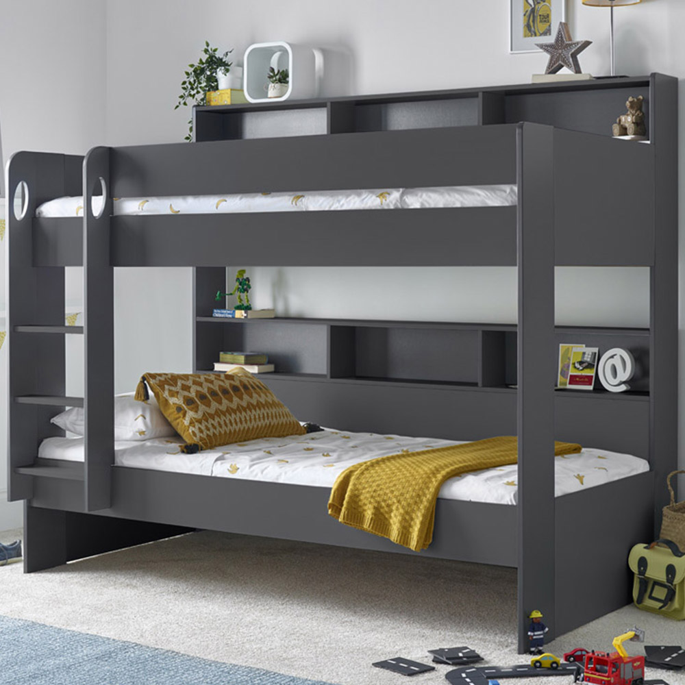 Oliver Onyx Grey Storage Bunk Bed with Orthopaedic Mattresses Image 1