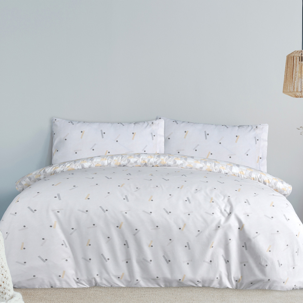 Smart Living Double Ochre Circle Geo Reversible Duvet Set Image 8