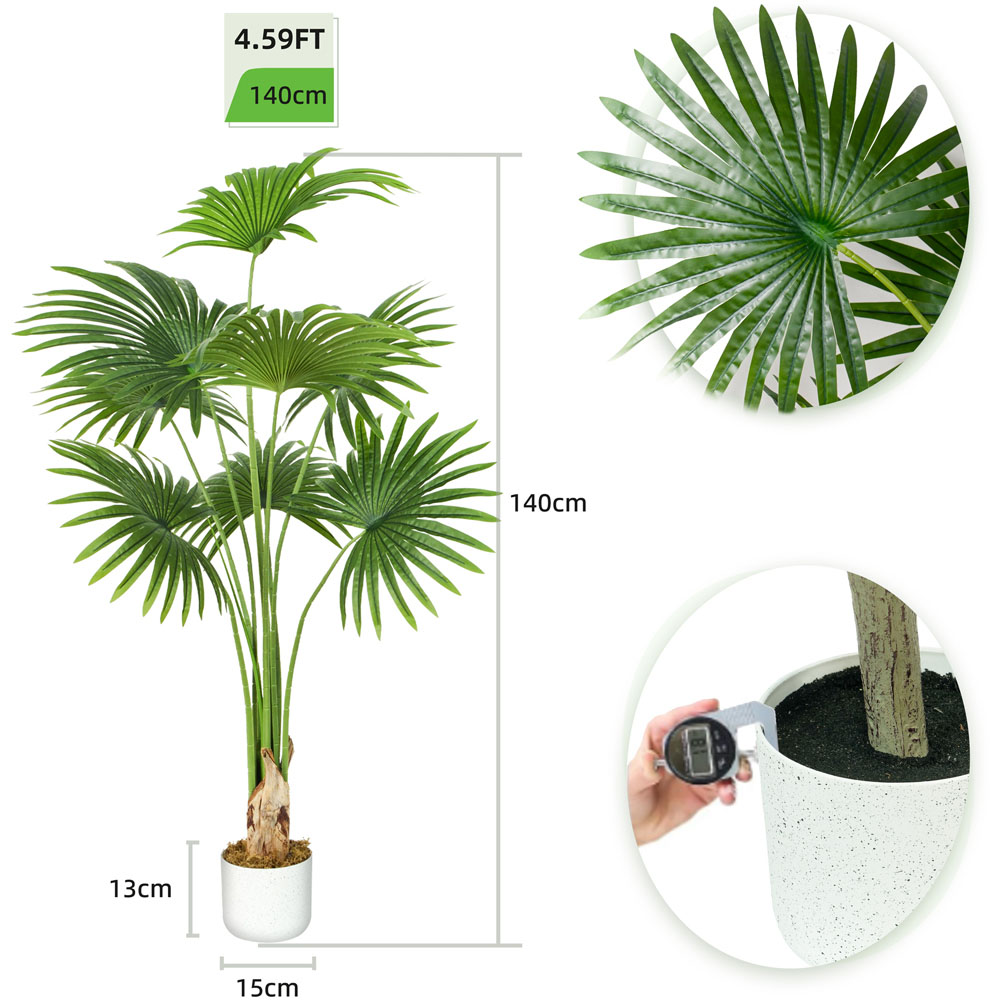 Fan Palm Tree Indoor Artificial Plant 140cm Image 7