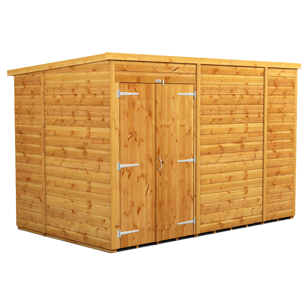 Power Sheds 10 x 6ft Double Door Pent Wooden Shed Image 1