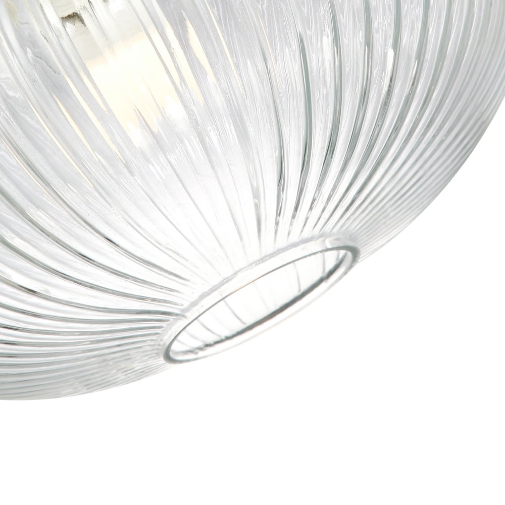 Happy Homewares Designer Clear Transparent Line Ribbed Glass Oval Pendant Shade Image 4