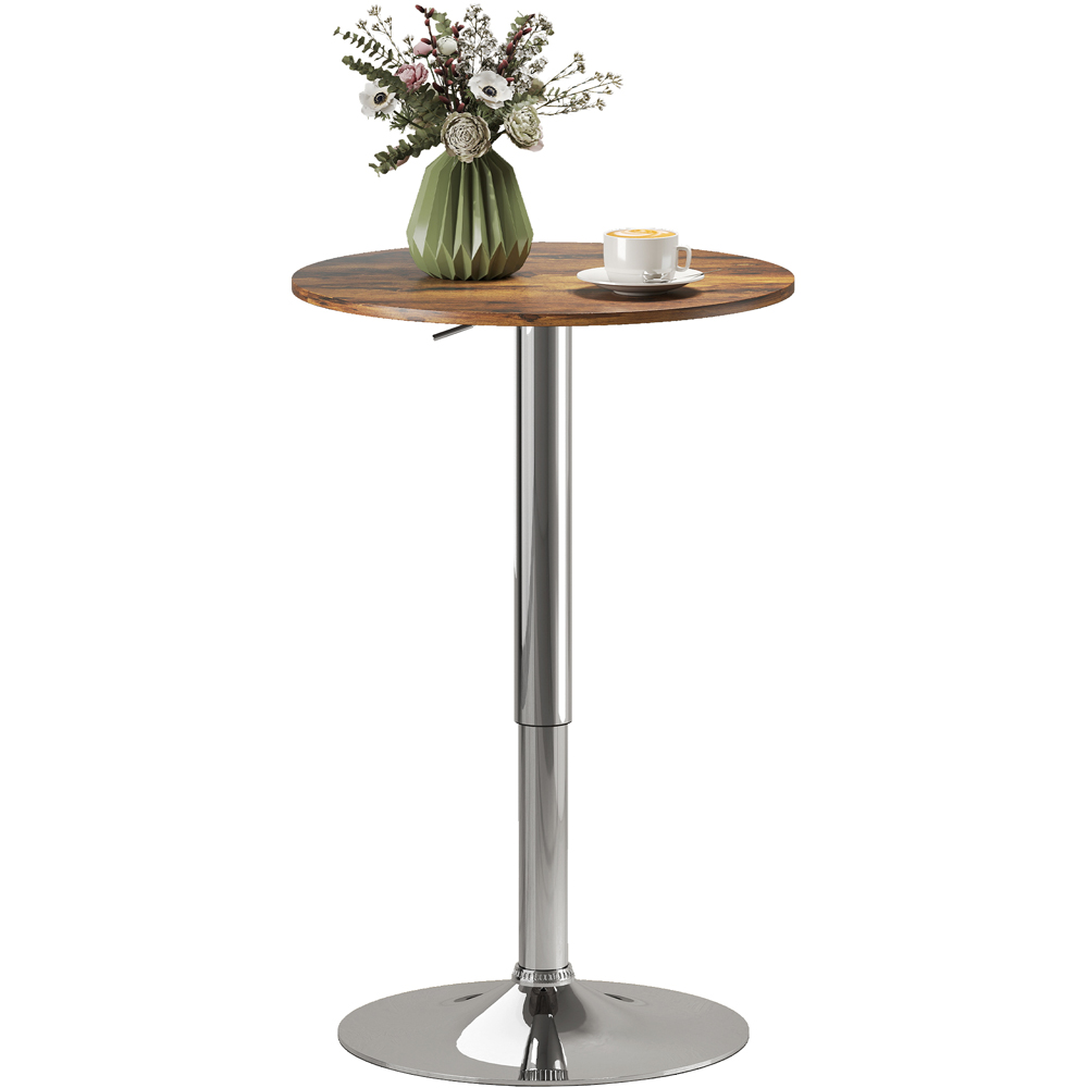 Portland 2 Seater Rustic Brown Height Adjustable Round Swivel Bar Dining Table Image 2