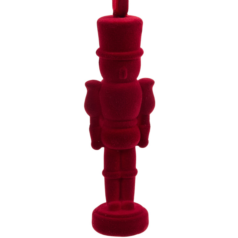 Pack of 4 Flocked Nutcracker Decorations Burgundy Image 2