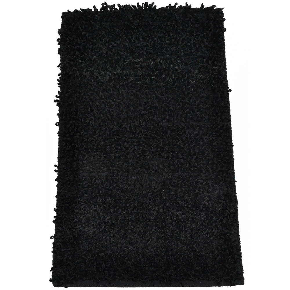 Rapport Home Oxford Black Shaggy Super Absorbent Rug 88 x 55cm Image 1