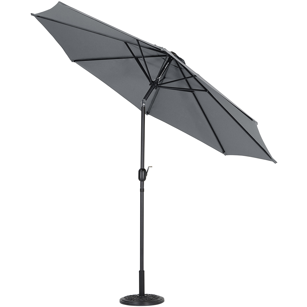 Living and Home Dark Grey Round Crank Tilt Parasol with Floral Round Base 3m Image 3