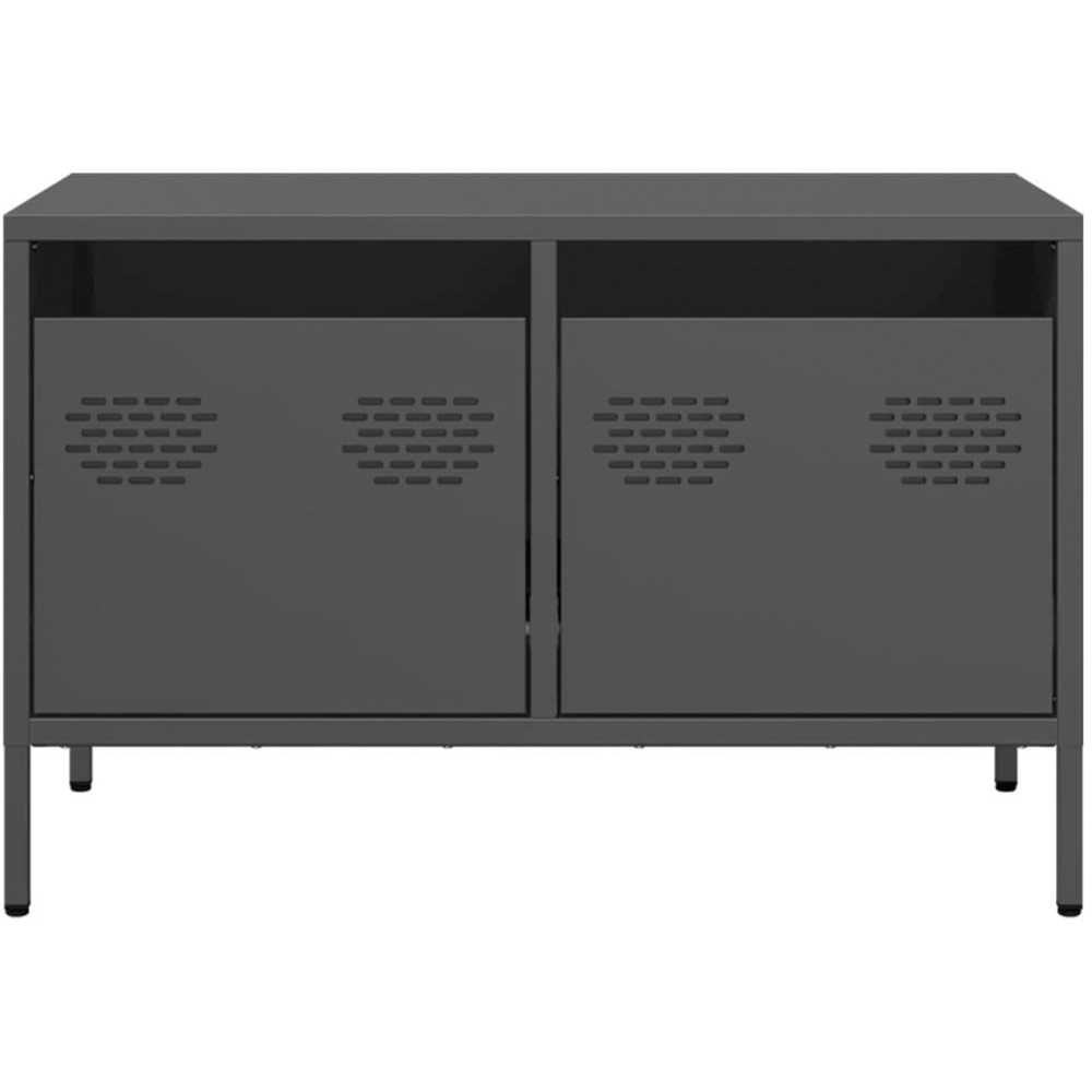 vidaXL 2 Drawer Black Steel Industrial Style TV Cabinet Image 3