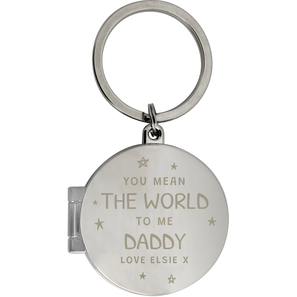 Personalised Memento Personalised You Mean The World To Me Round Photo keyring Image 1