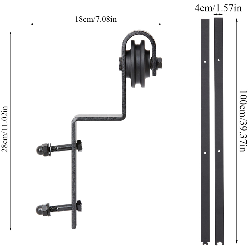 Living and Home Industrial Single Track Silent Sliding Barn Door Hardware Kit 200cm Image 8