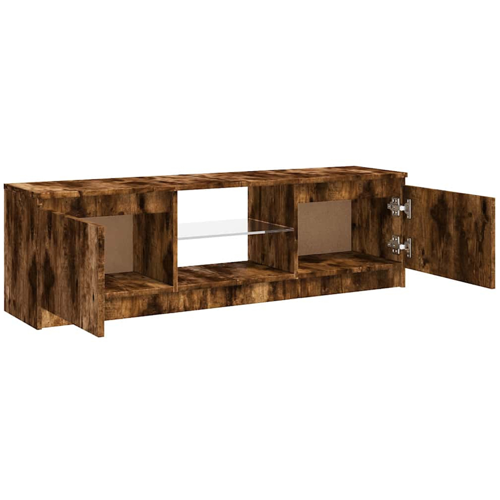 vidaXL 2 Door 2 Shelf Smoked Oak LED TV Cabinet Image 8