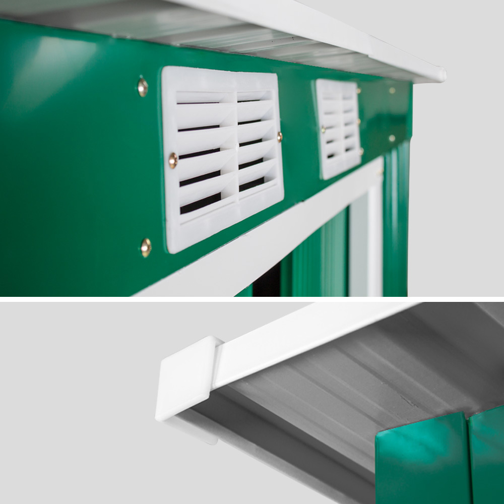 tectake Green and White Pitch Roof Shed Image 4