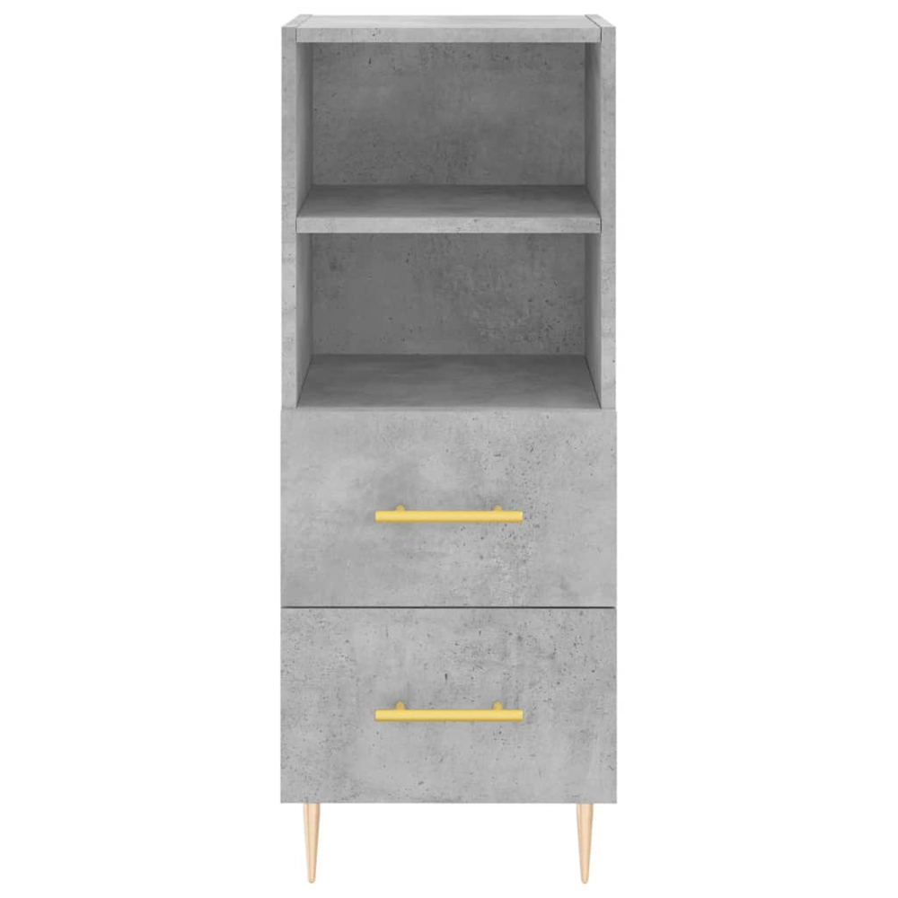 vidaXL Single Glass Door 2 Drawer 2 Shelf Concrete Grey Highboard Image 6
