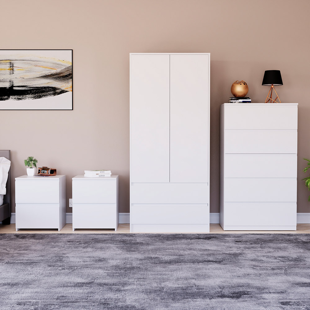 Denver White 4 Piece Bedroom Furniture Set Image 2