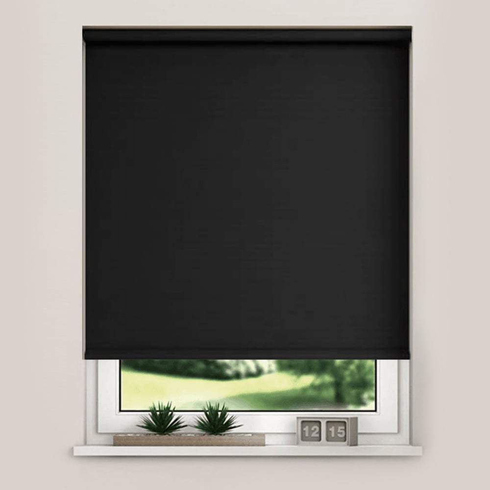 New Edge Blinds Blackout Roller Blinds Black 140cm Image 1