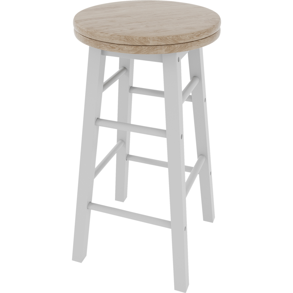 CHEF VIDA White Wooden Revolving Bar Stool Image 2