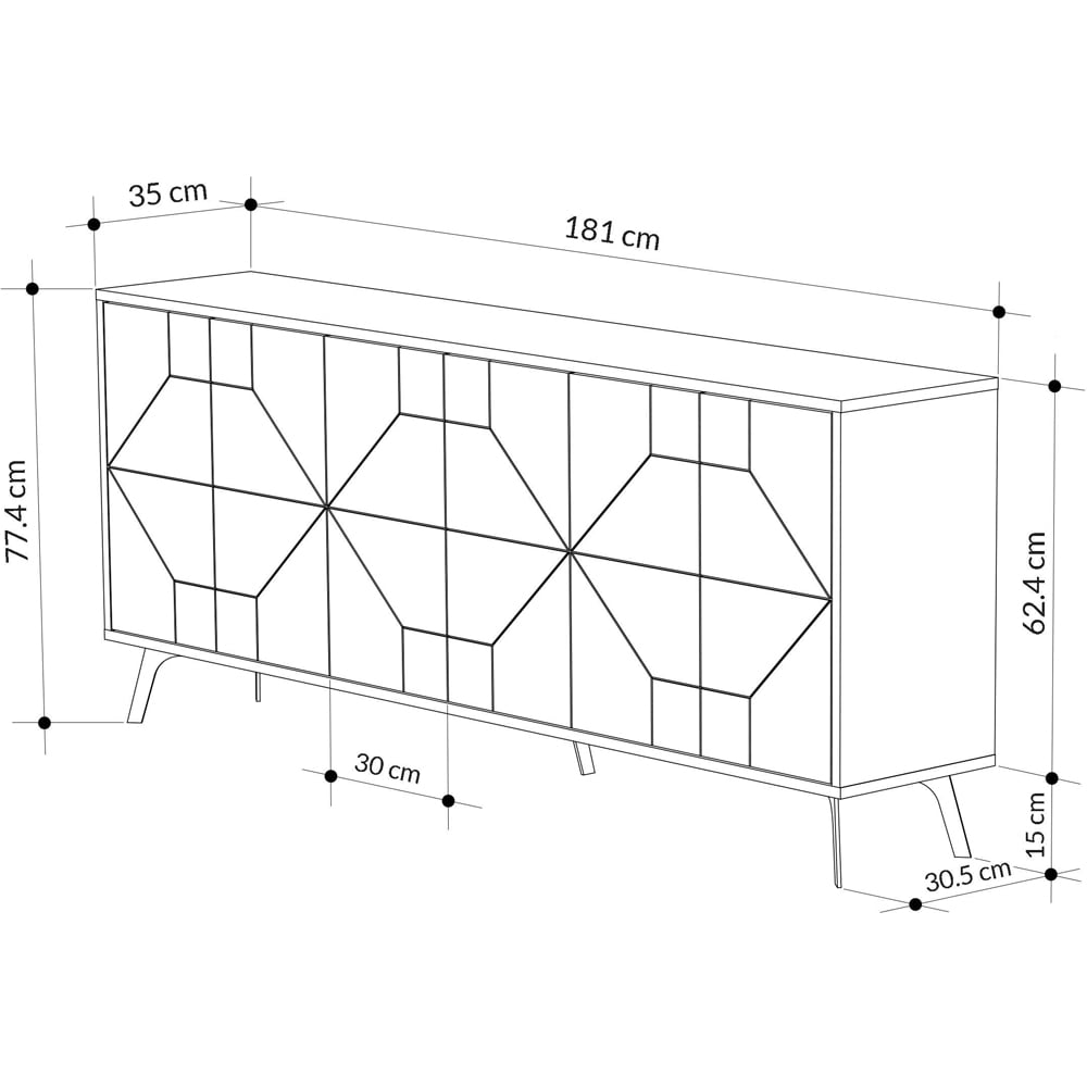 Decortie Dune Dark Oak Effect Console Sideboard Image 8