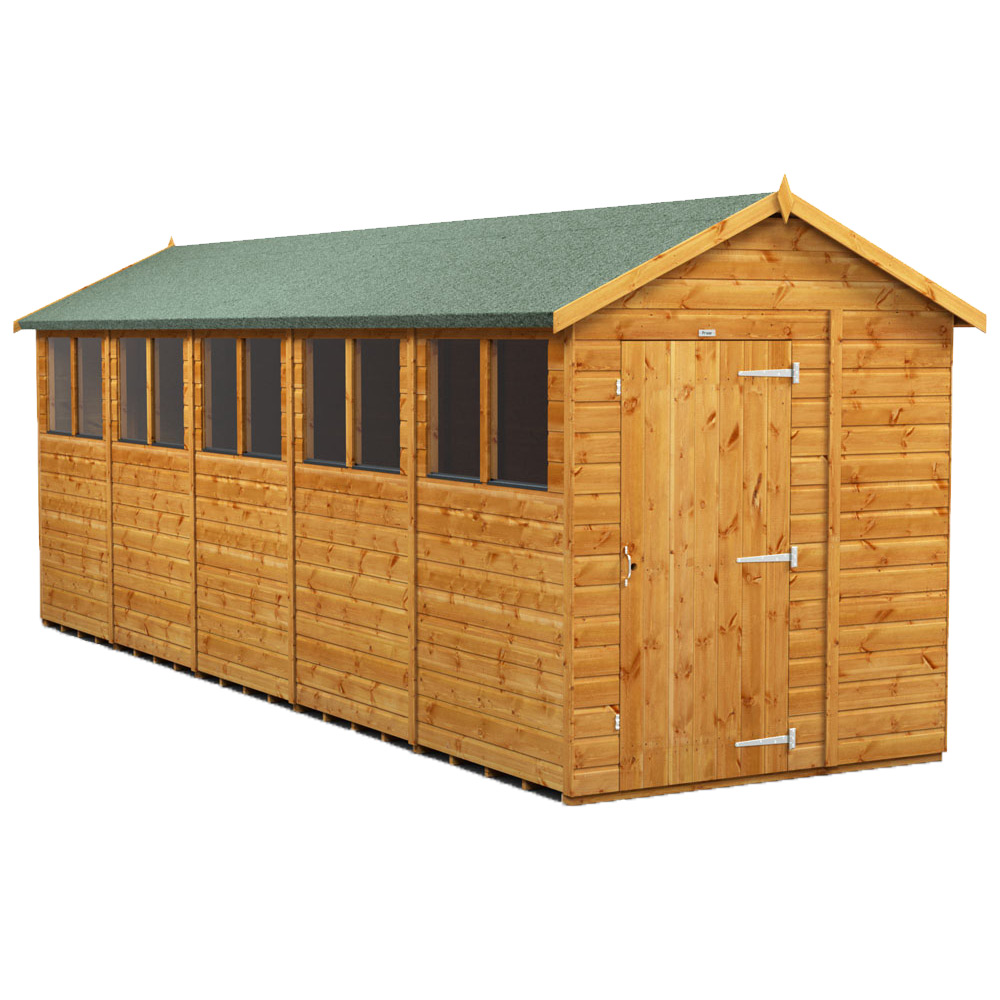 Power Sheds 20 x 6ft Apex Wooden Shed with Window Image 1