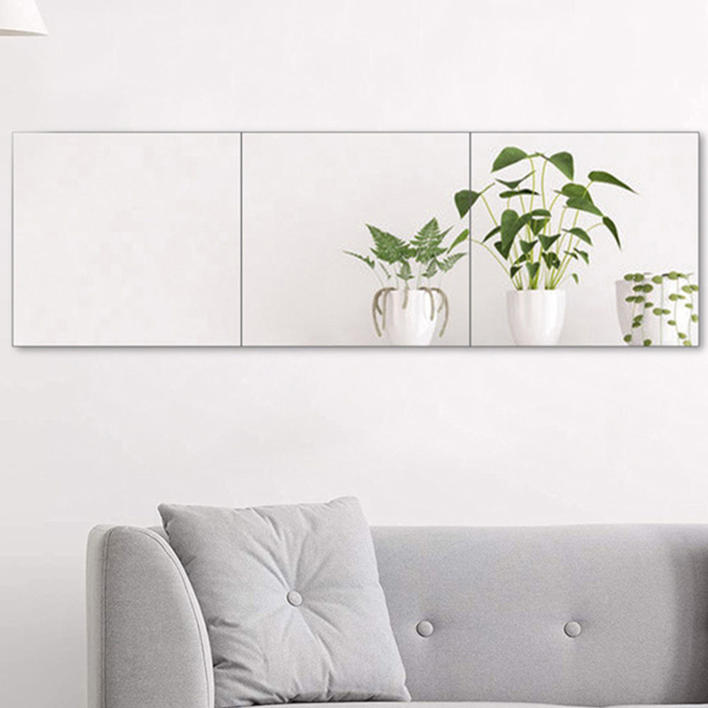 Living And Home 3pcs Acrylic Adhesive Wall Mirror Tiles Image 2