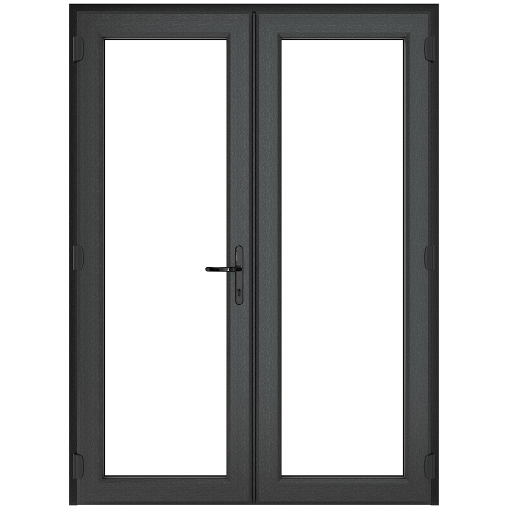 Crystal uPVC Double Glazed French Door Left hand master Grey White Clear Glass 1590x2055mm Image 1