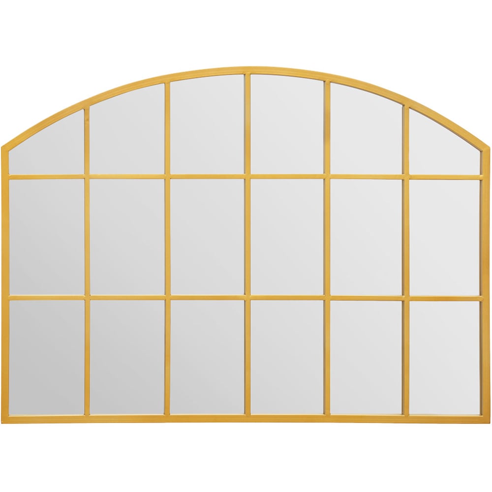 The Arcus Gold Arched Metal Over Mantle Wall Mirror 90 x 65cm Image 1