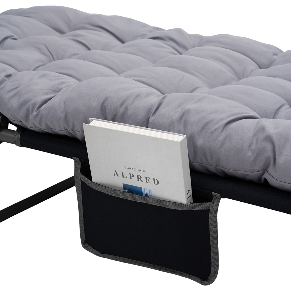 Living and Home Black and Grey Adjustable Back Folding Camping Cot with Mattress Image 5