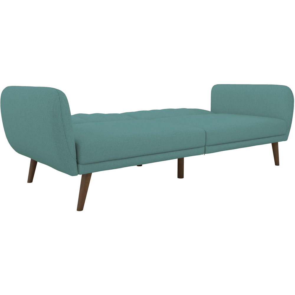 Novogratz Brittany 3 Seater Light Blue Linen Sofa Bed with Wooden Legs Image 4