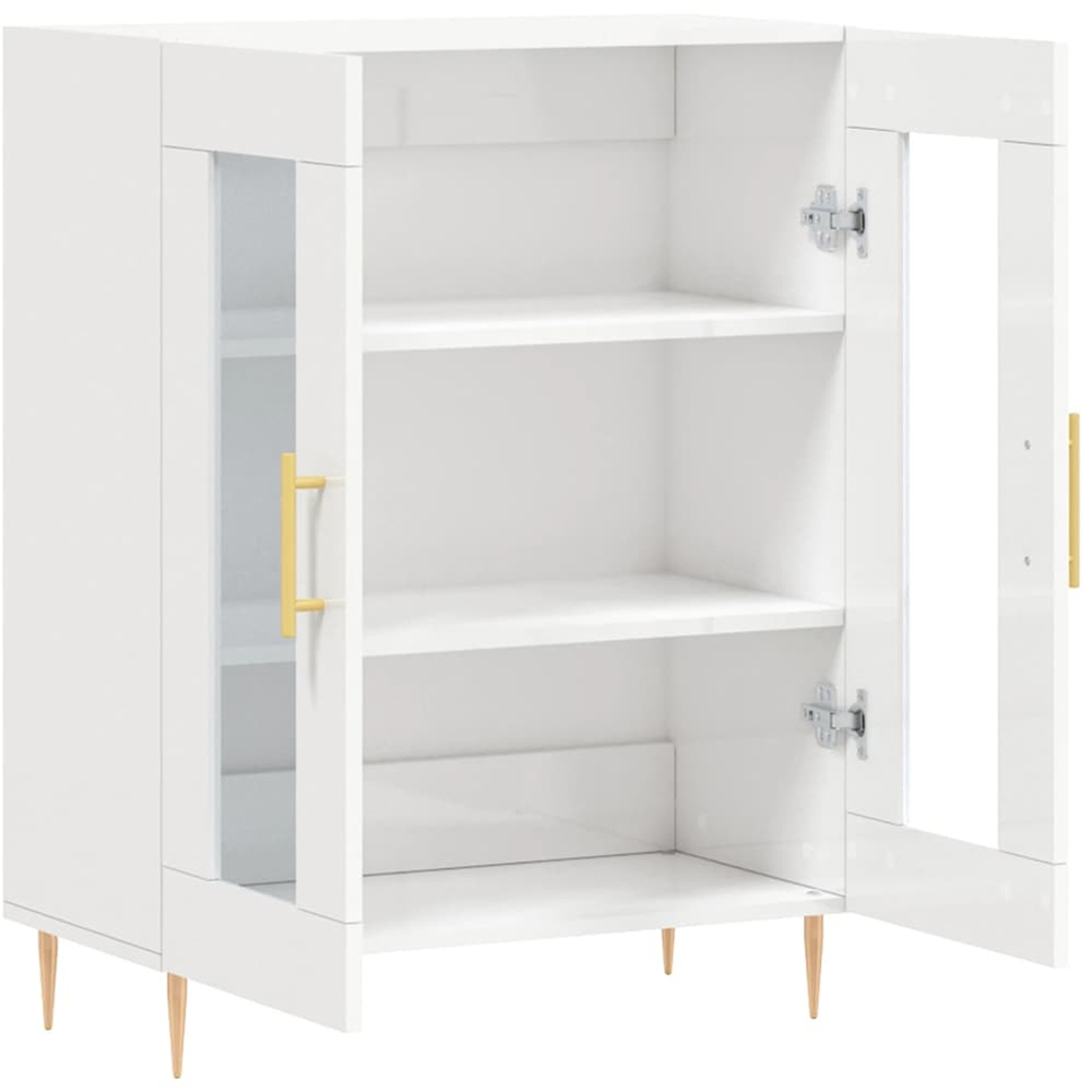 vidaXL 2 Glass Door High Gloss White Sideboard Image 6