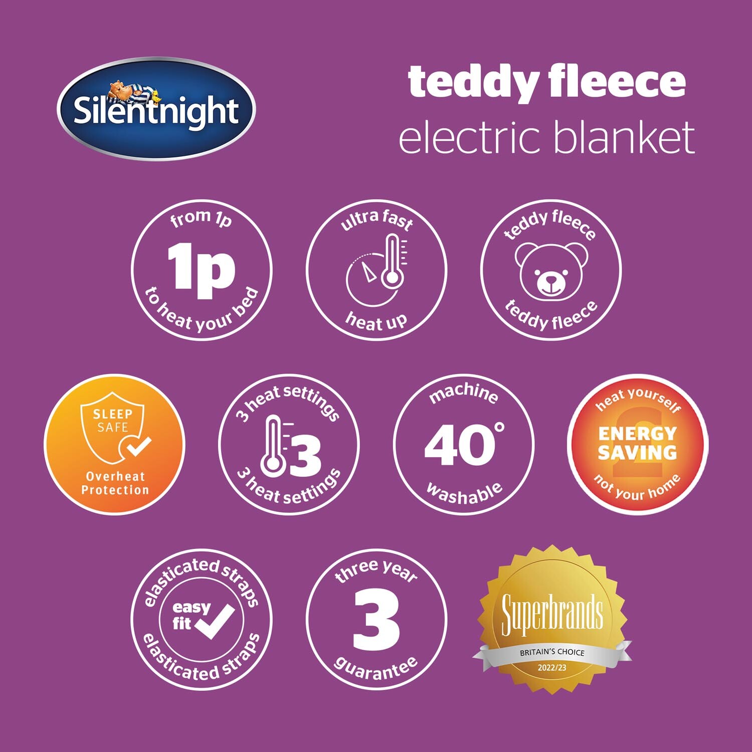 Silentnight Teddy Fleece Electric Blanket - White / King Image 5