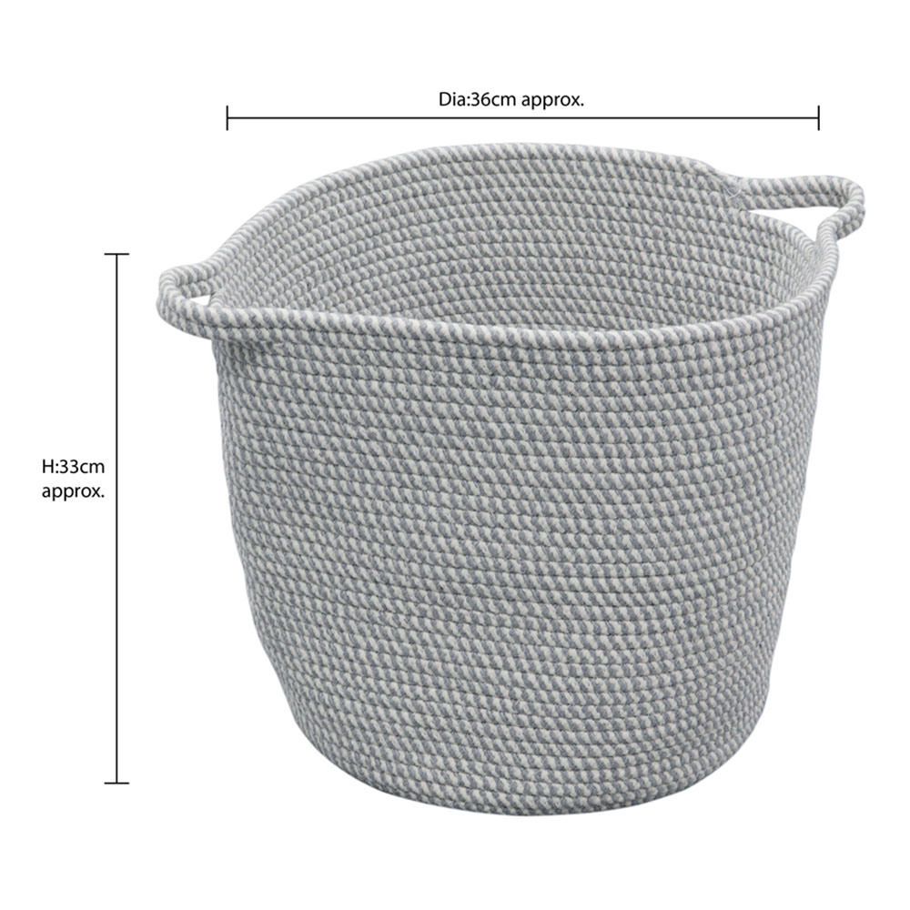 JVL Edison Round Cotton Rope Storage Basket Image 6