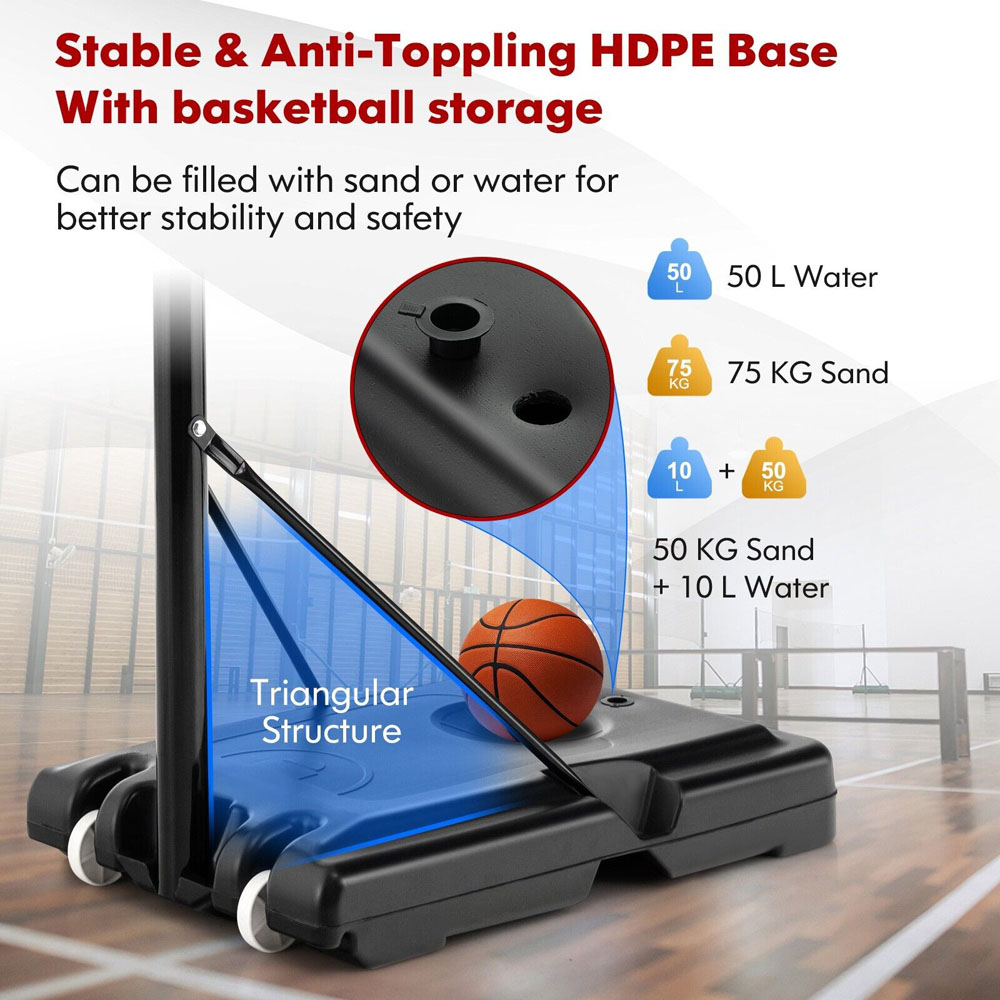 Costway Height Adjustable Basketball Hoop with Wheels Image 8