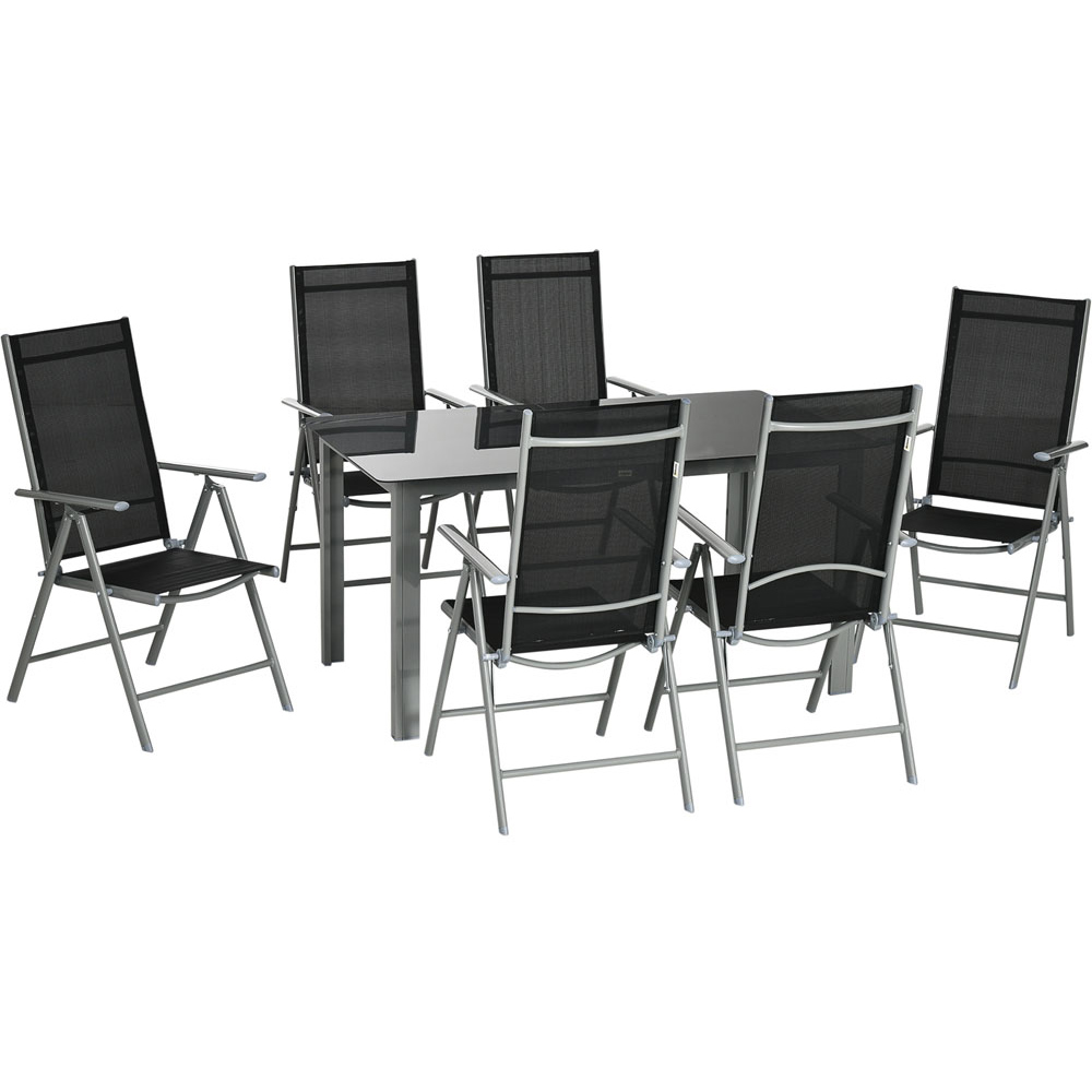Outsunny 6 Seater Black Garden Dining Set Image 2