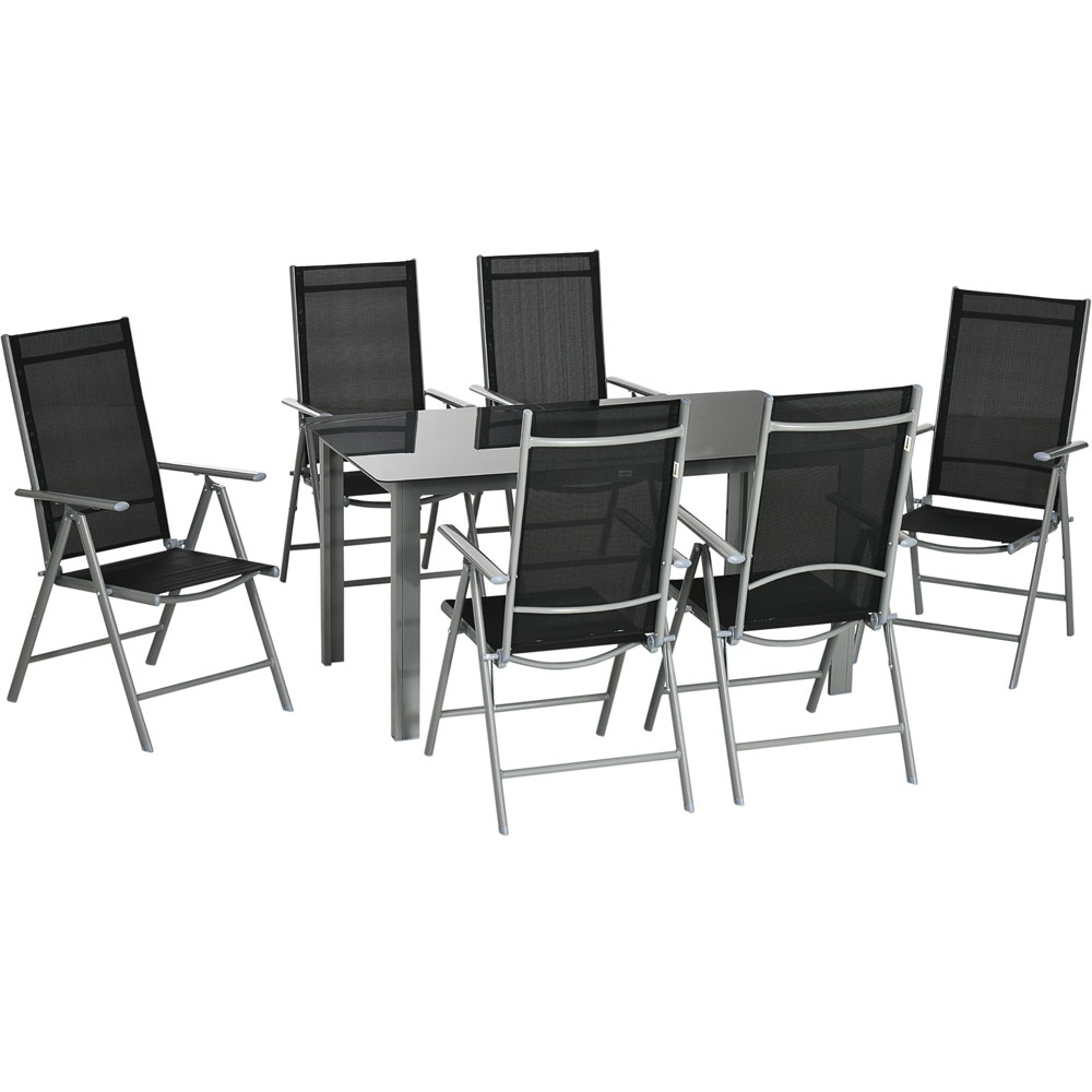 Outsunny 7pc Garden Dining Set Black Image 2