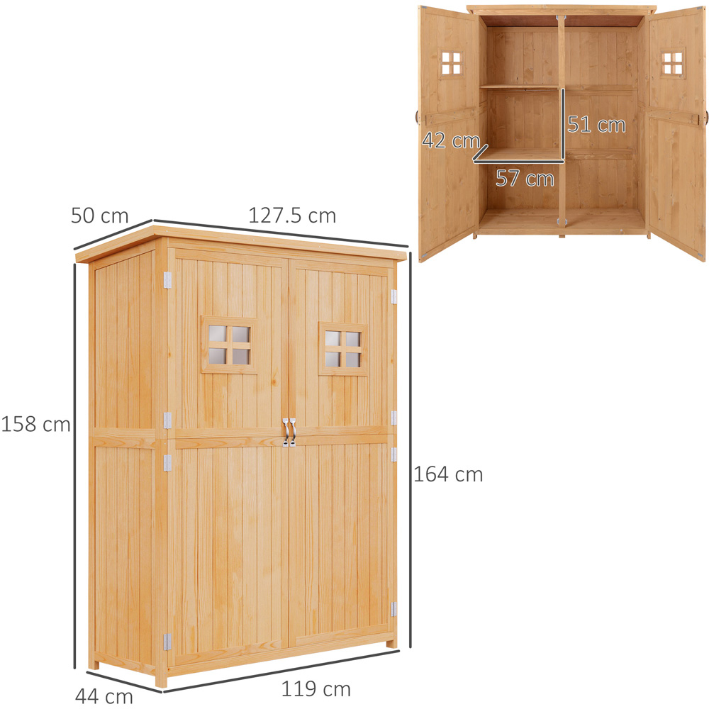 Outsunny 4 x 1.6ft Natural Wooden Pent Garden Shed Image 8