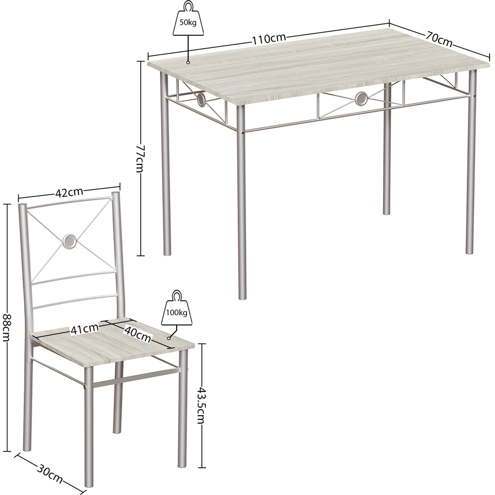 Vida Designs Roslyn 4 Seater Dining Set Oak Image 9
