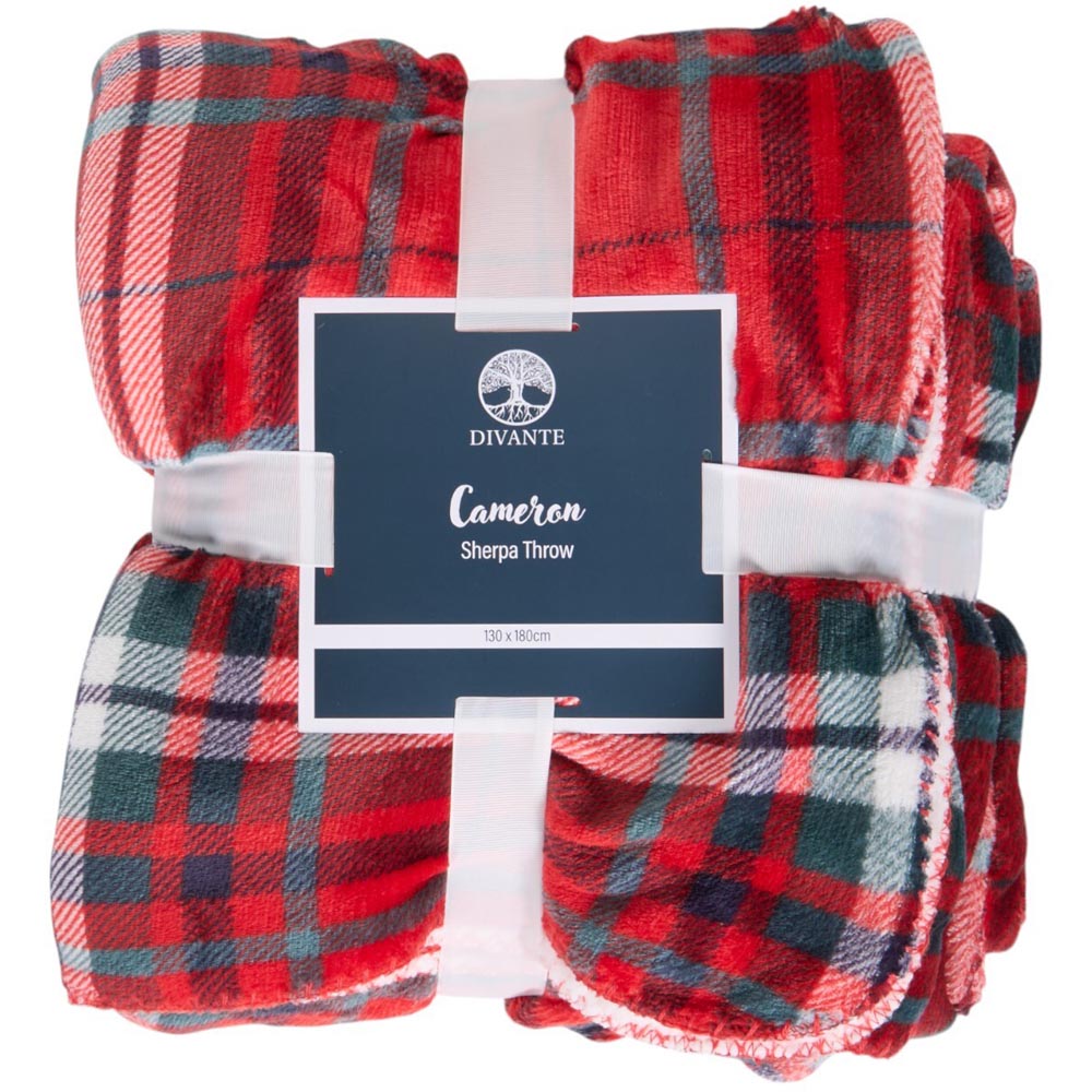 Cameron Check Sherpa Throw - Red Image 1