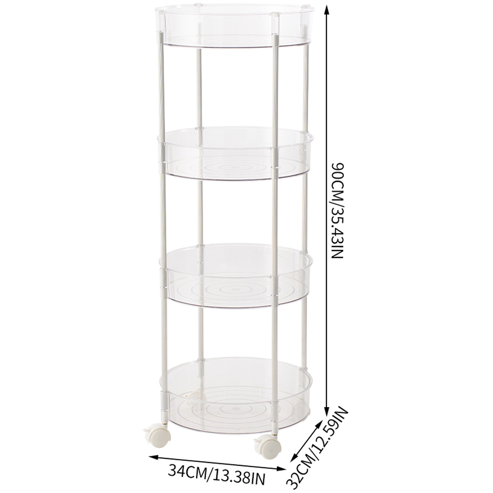 Living and Home 4 Shelf Clear Round Rolling Storage Cart Image 8