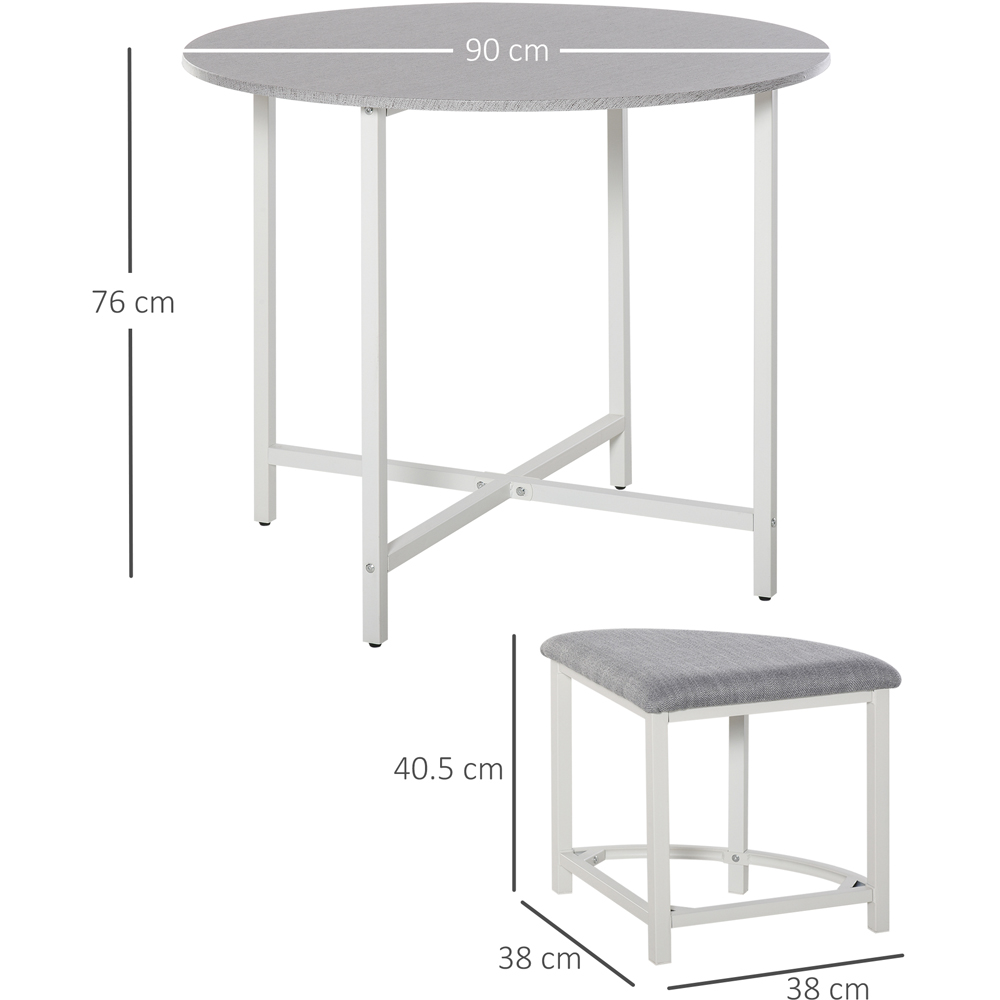 Portland 4 Seater Wooden Round Dining Set Grey Image 7