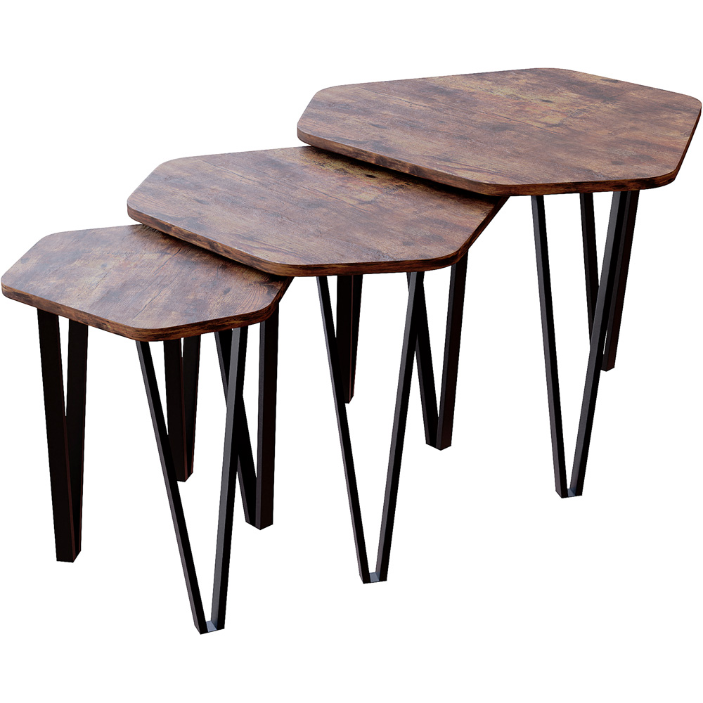 Vida Designs Brooklyn Dark Wood Nest of Tables Set of 3 Image 6