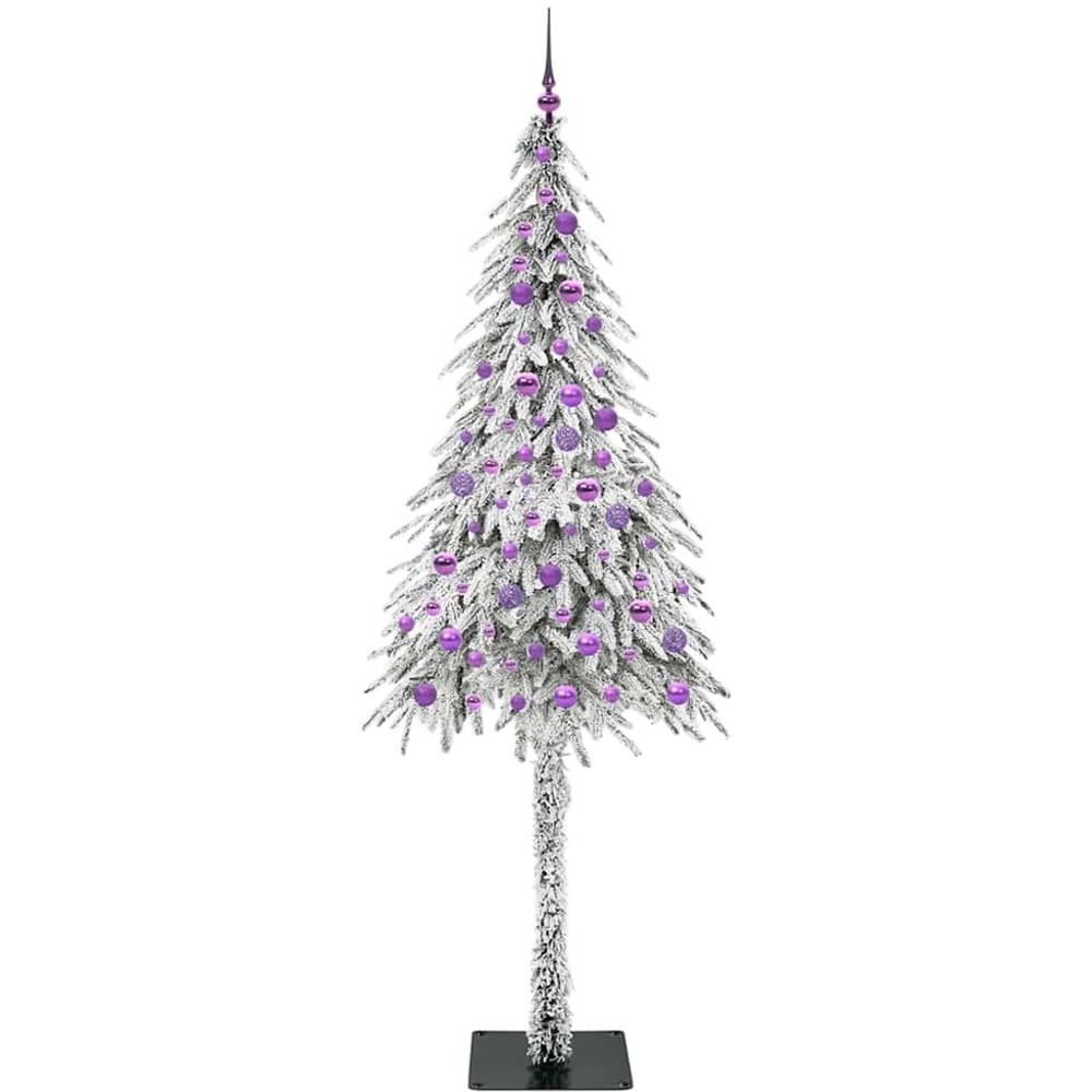 vidaXL Pre-Lit Lilac Bauble White Snow Flocked Artificial Christmas Tree 7ft Image 2