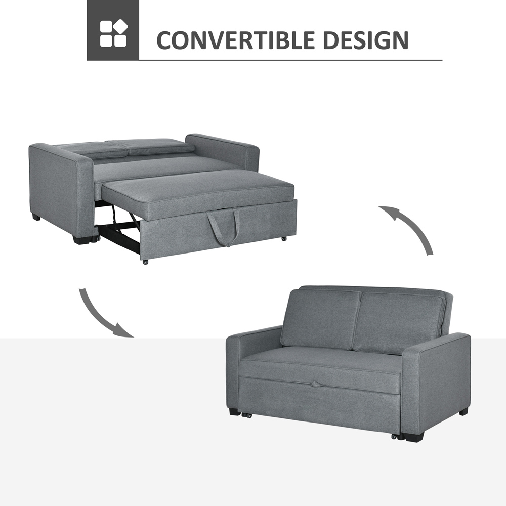 Portland 2 Seater Grey Linen Touch Sofa Bed Image 5